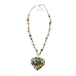 Vintage Boho Wire Heart Necklace Fashion Costume Jewelry